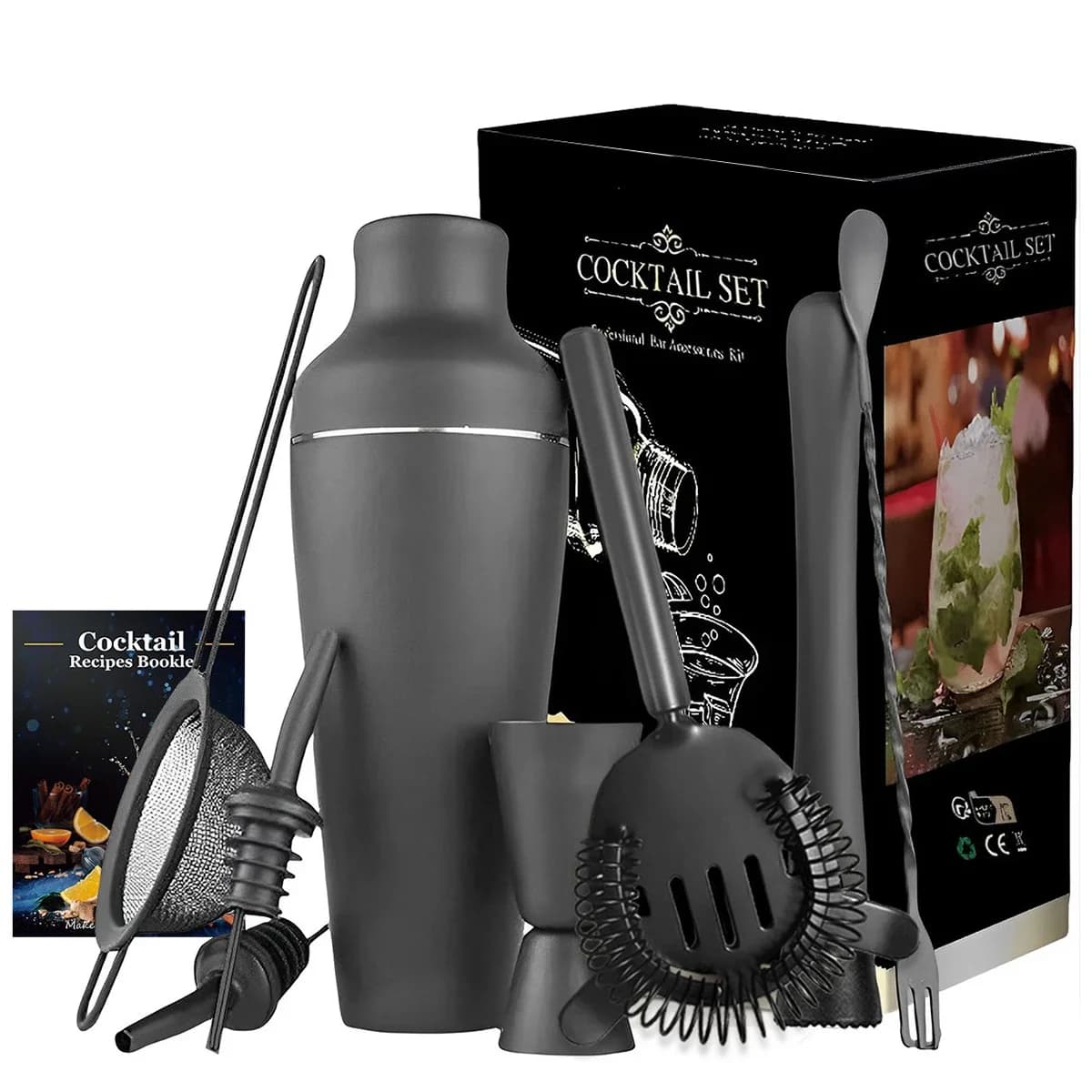 Ensemble de shaker à Cocktail noir mat, mélangeur de boissons à vin Martini, outils de bar, équipeme