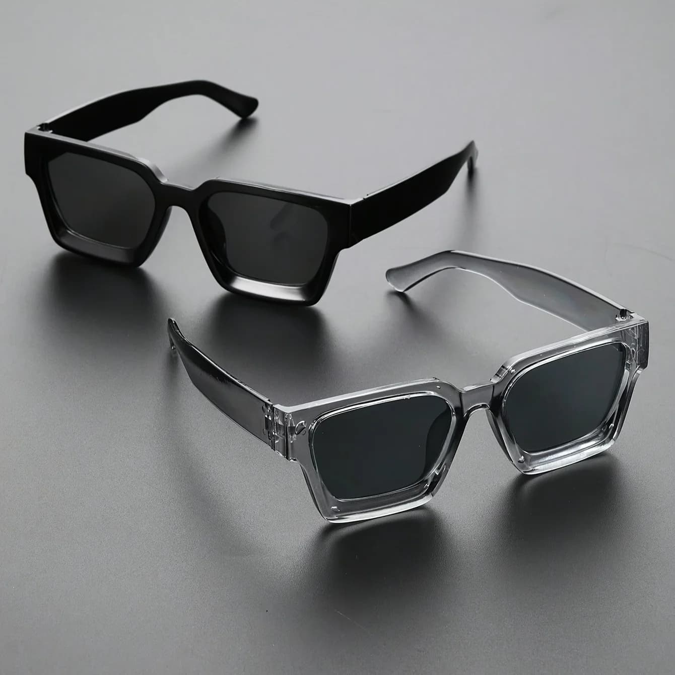 1/2 PC S classique mode carré cadre en plastique femmes lunettes de soleil pour hommes vie quotidien