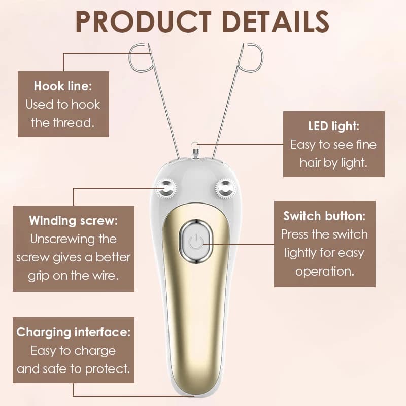 Épilateur électrique à fil pour femmes, épilateur facial et corporel indolore, fil de coton portable