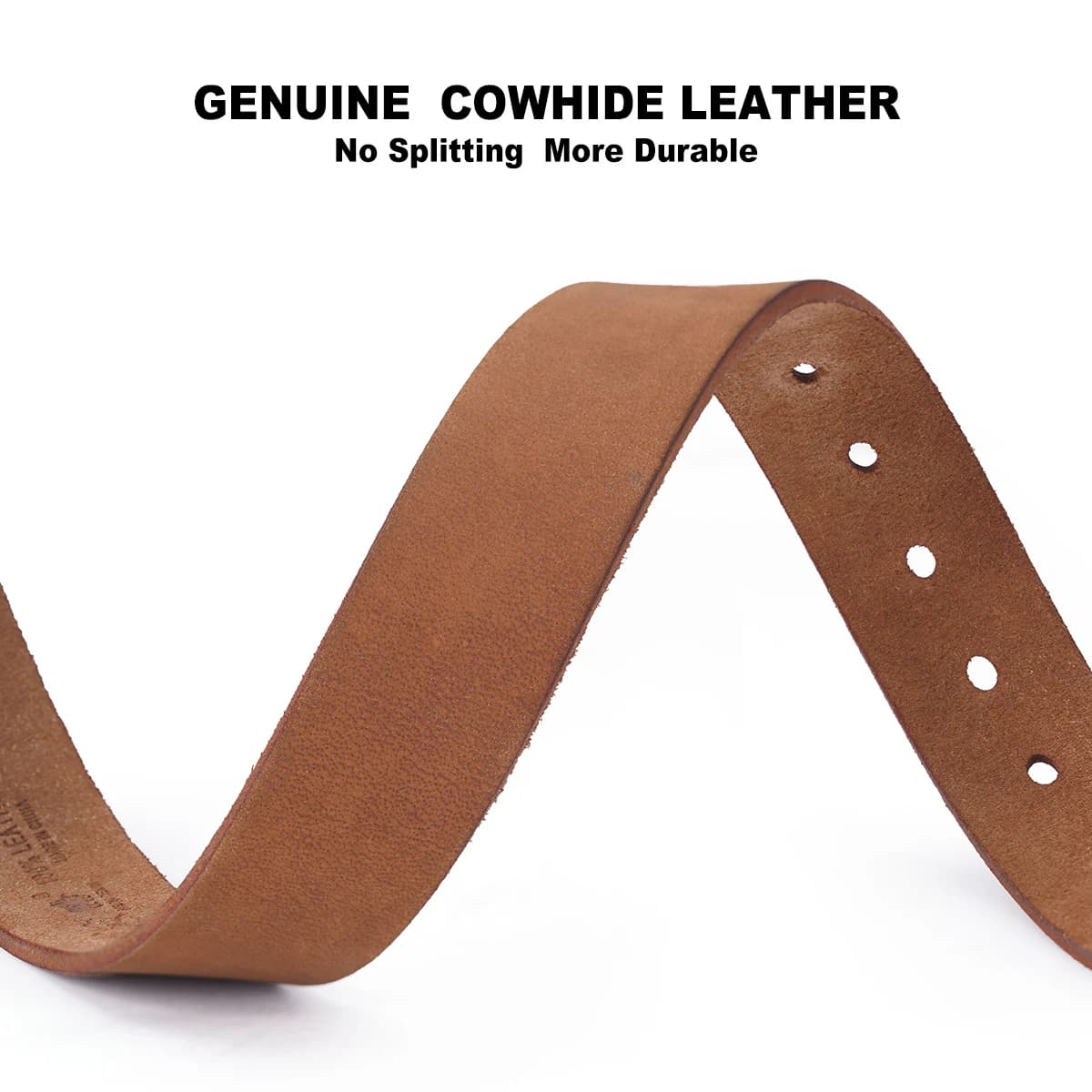 BISON DENIM Ceinture pour hommes en cuir véritable, ceintures vintage en cuir sans boucle, ajustemen