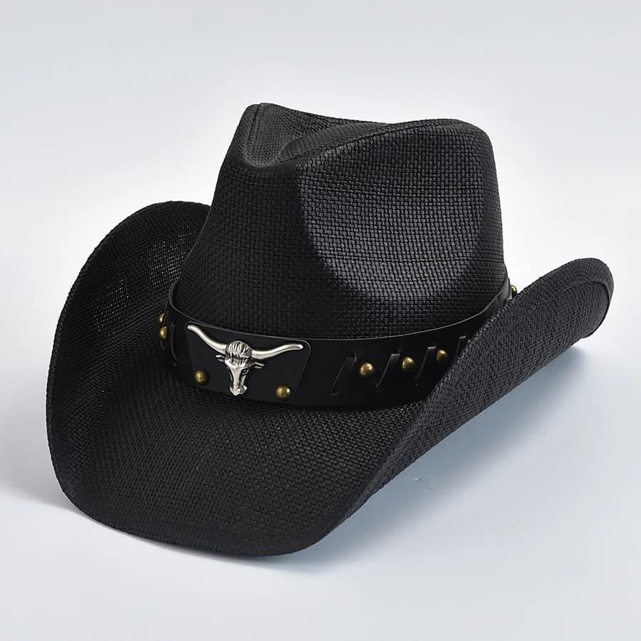 Chapeau de paille épaissi pour hommes bord bouclé Vintage Western Cowboy chapeau été plage chapeau d