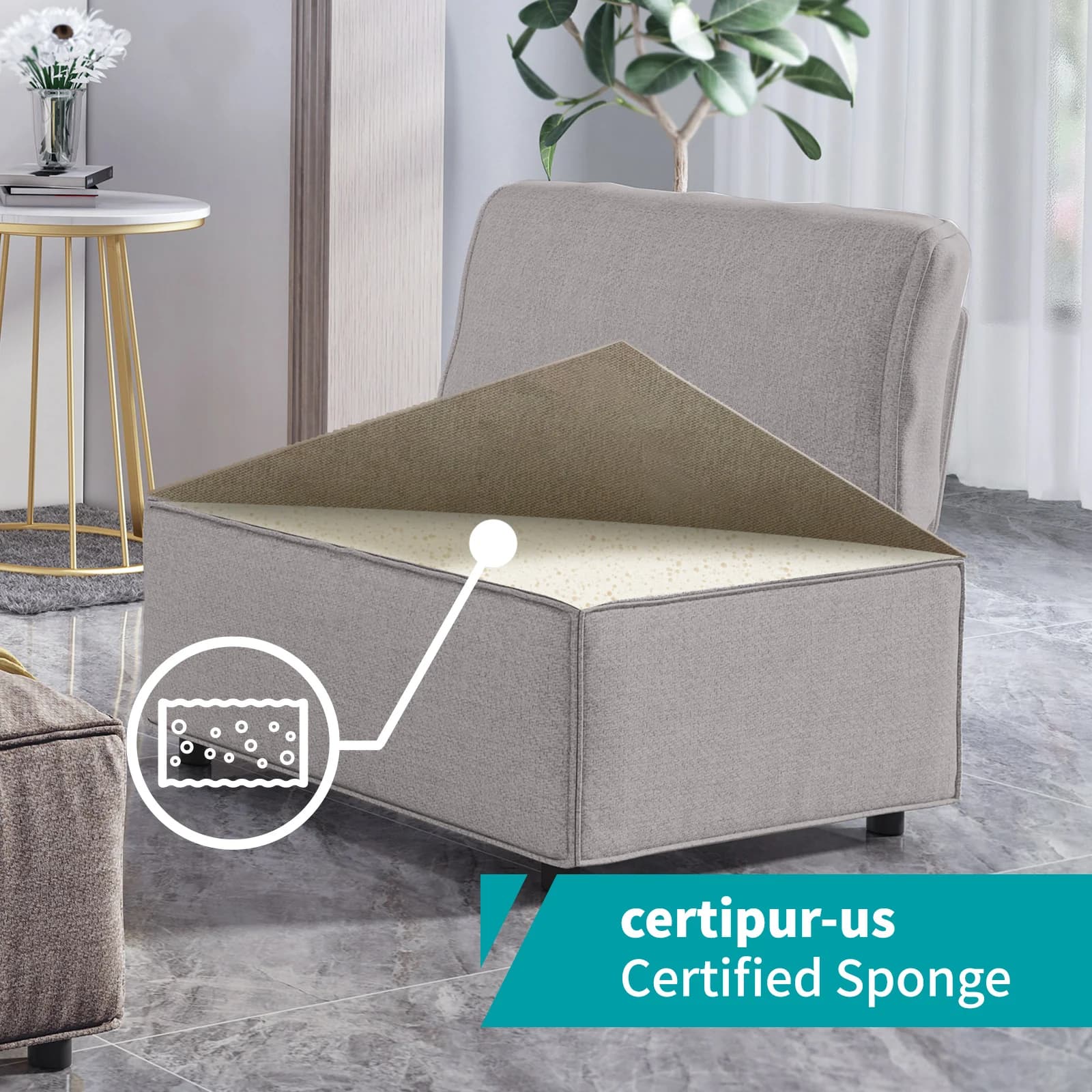 HORGgland-Canapé sectionnel modulaire en forme de U, canapé convertible aéré, pouf réversible, 6 pla