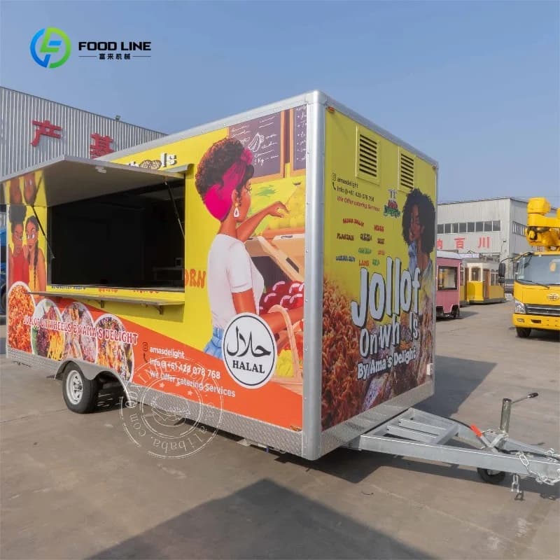 Camion de nourriture mobile pour barbecue et poulet frit équipé d'un camion de nourriture chinois de