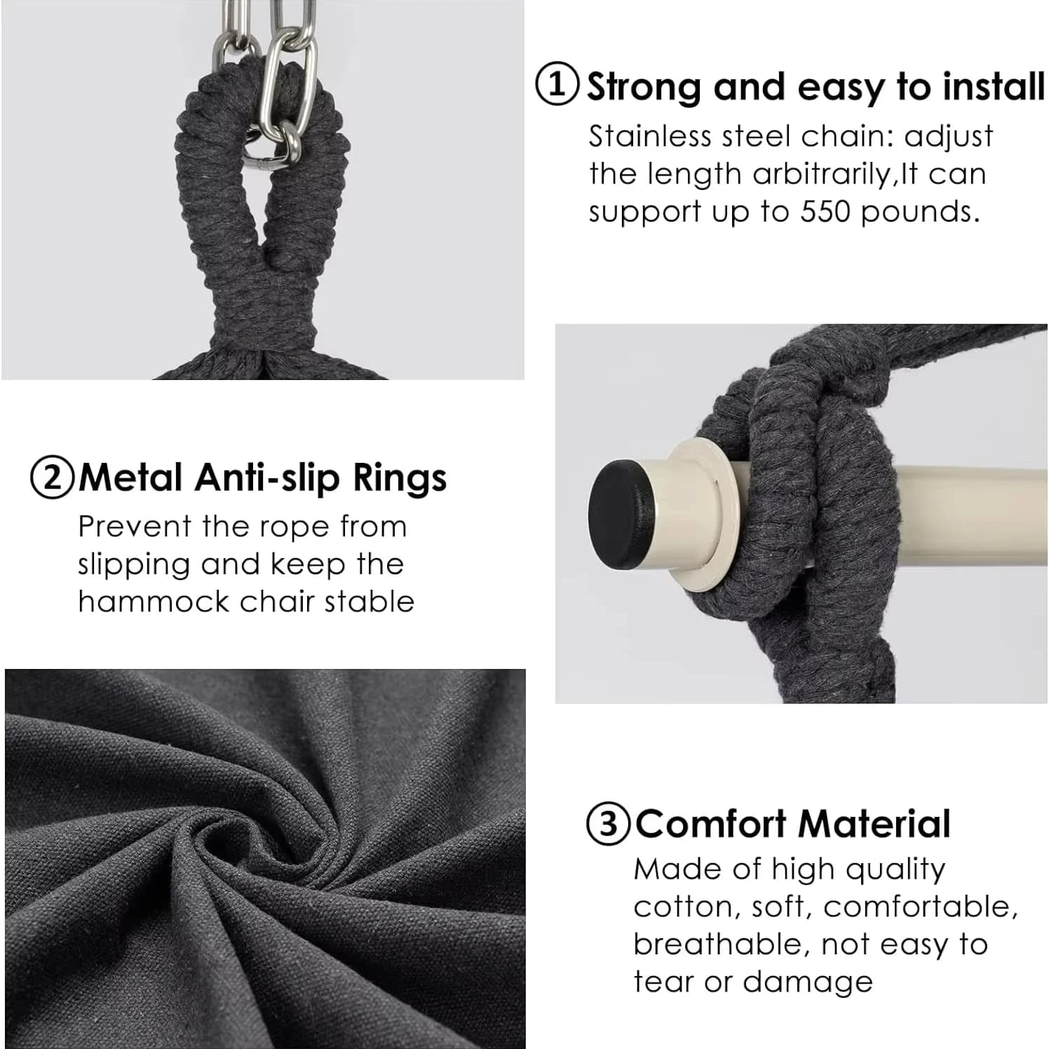 Hamac suspendu Durable, meubles de chambre à coucher, balançoire suspendue, corde en coton pour inté