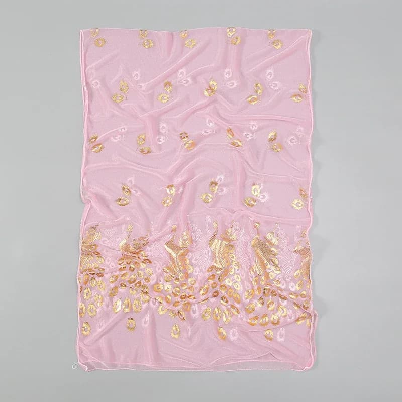 Femmes paillettes mince silencieux couleur unie élégant Hijab écharpe en mousseline de soie longues 