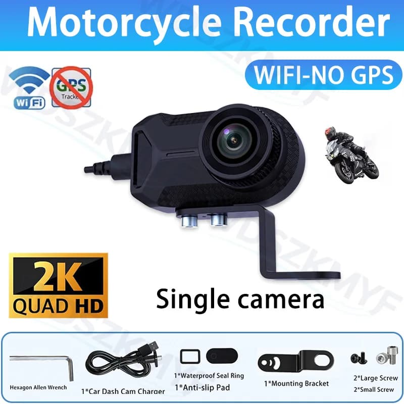 Nouvelle caméra de moto étanche à objectif simple/double, DVR avant 2K et arrière 480P, avec GPS et 