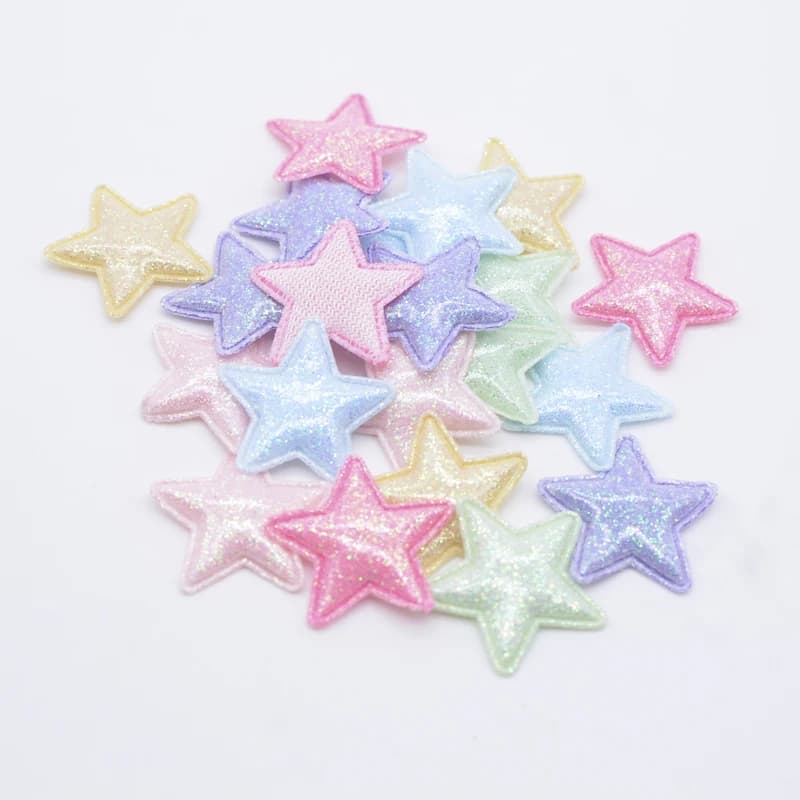 50 pièces 25mm Bling PU cuir étoile Applique pour bricolage fille chapeaux pinces à cheveux décor ac