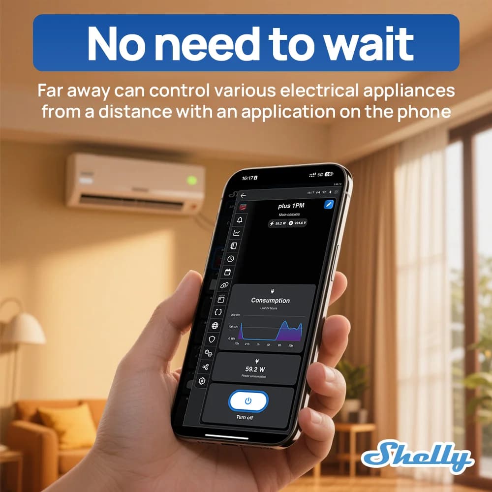 Shelly Plus 1PM Smart Home Life WiFi relais commutateur contrôle et mesure consommation d'énergie ga