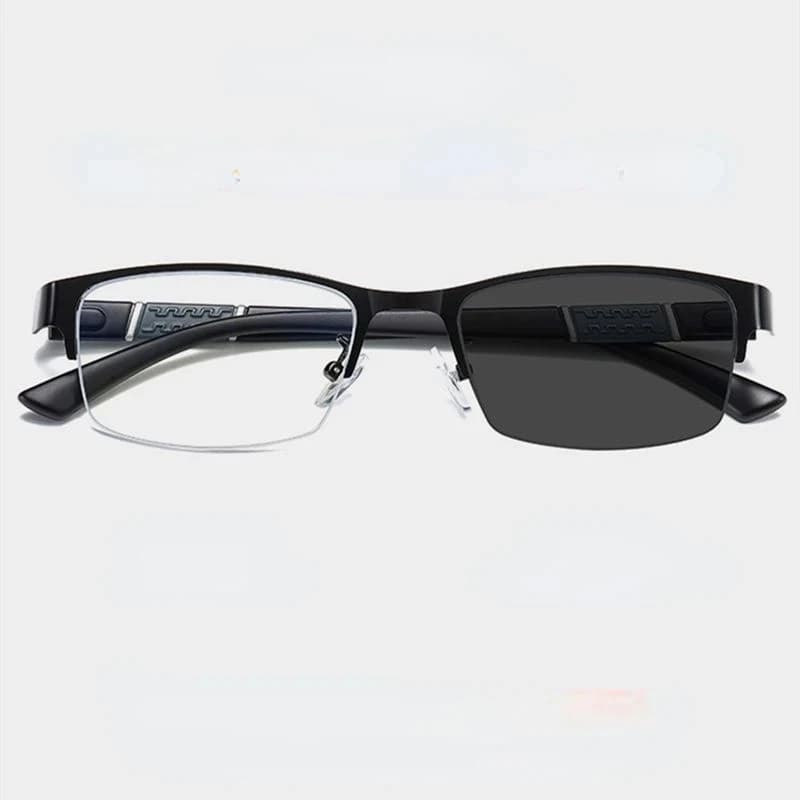 Lunettes de myopie photochromiques vintage pour hommes, demi-monture en métal, lunettes bloquant la 