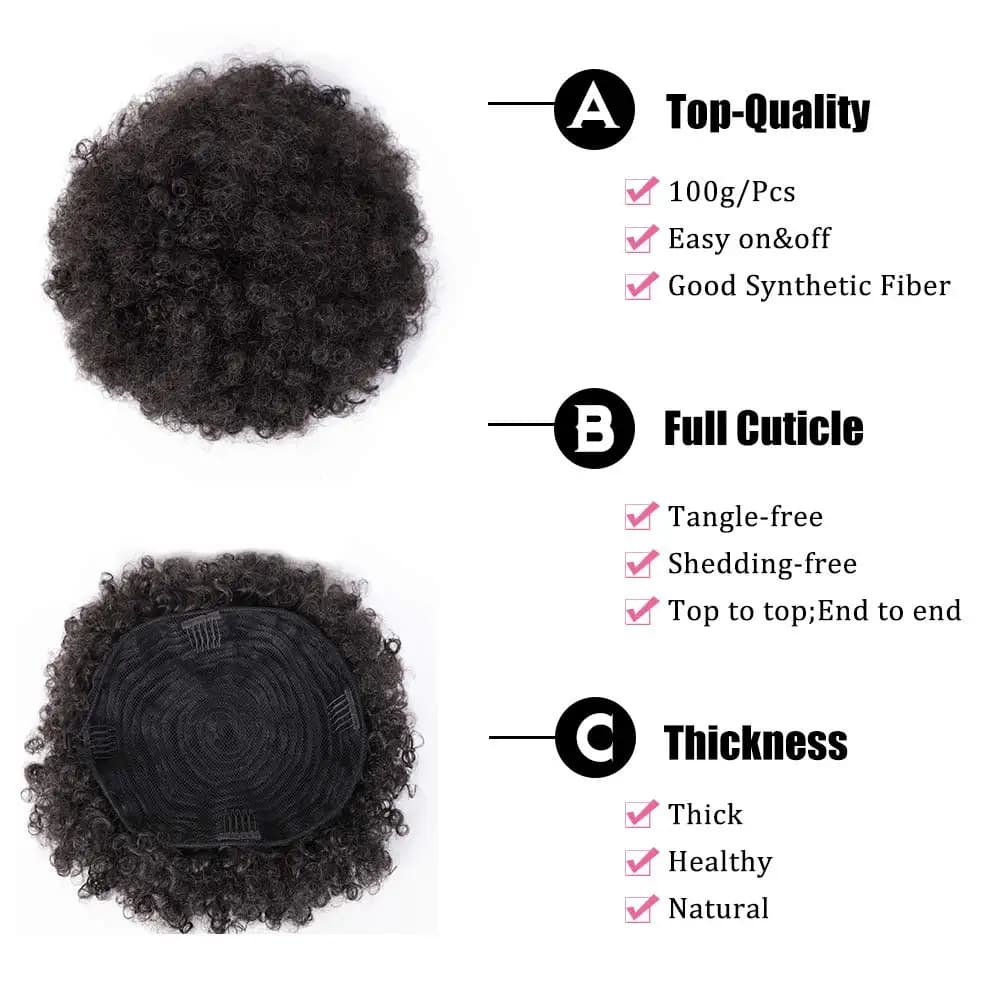 Extension de queue de cheval synthétique Afro bouffante, cheveux crépus bouclés avec cordon de serra