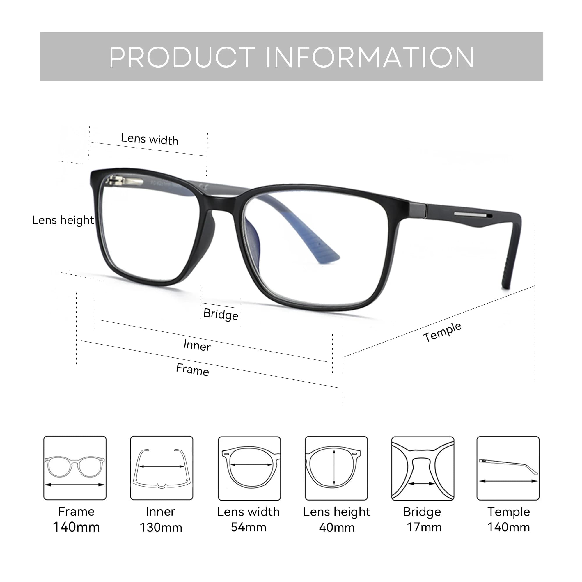 ZENOTTIC 2026 Lunettes de protection anti-lumière bleue tendance pour hommes, monture optique carrée