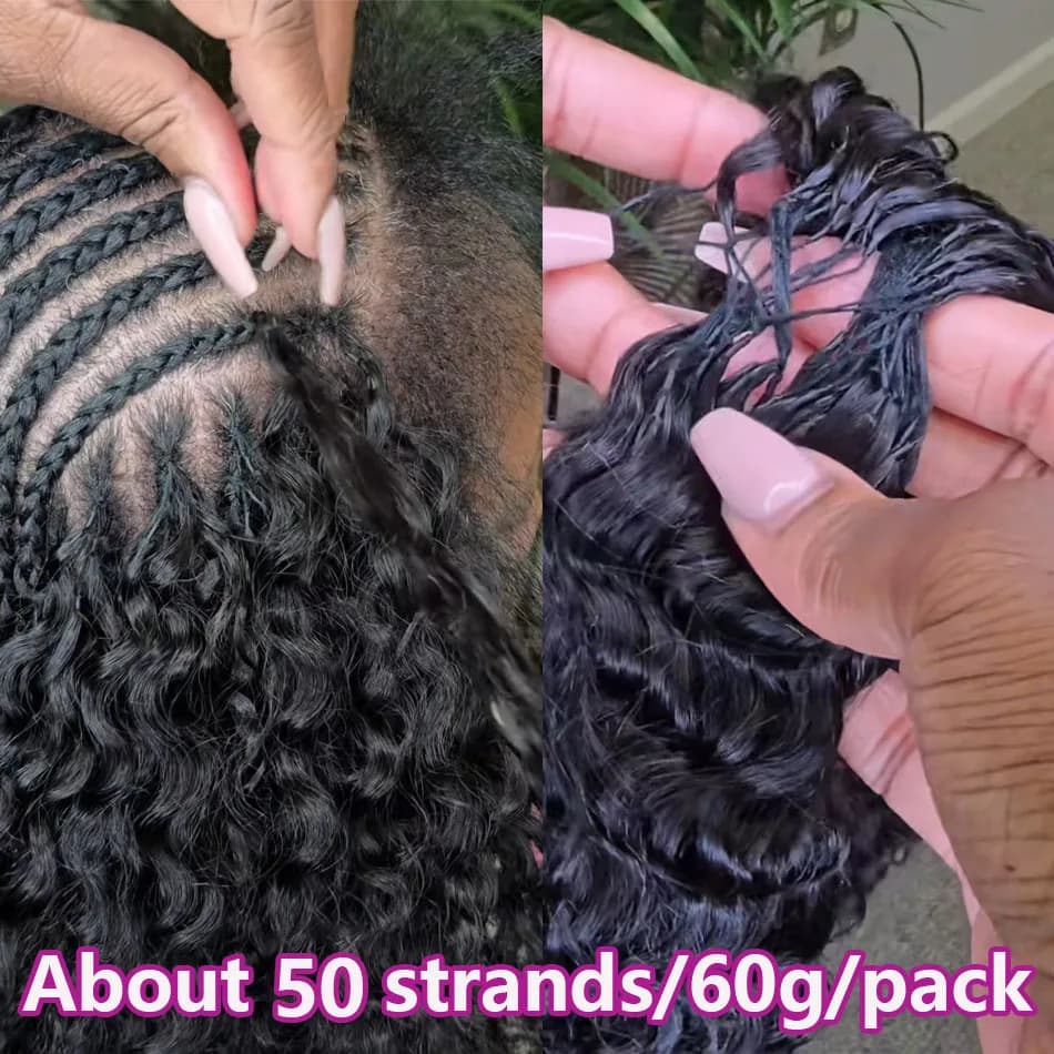 Cheveux en vrac pré-divisés pour tressage, extensions de cheveux humains Deep Wave au crochet, tress