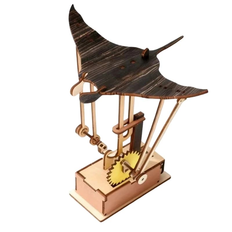 Décoration de table de bureau – Manta Ray Automaton électrique réaliste en bois ; Décor unique sur l