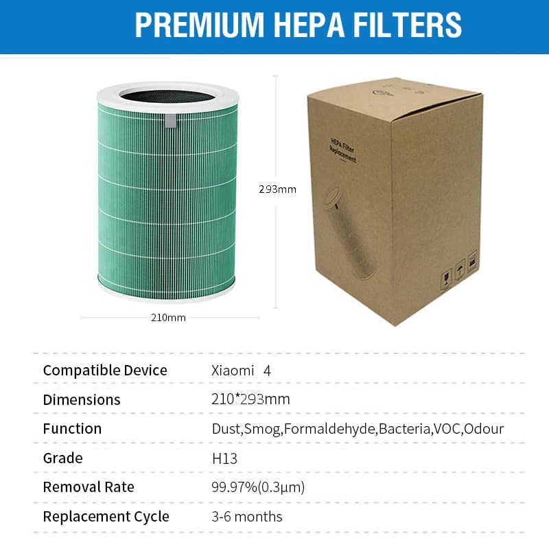 Xiaomi-Filtre Hepa à charbon actif pour supporter ficateur d'air, Xiaomi H13 4, PM2.5