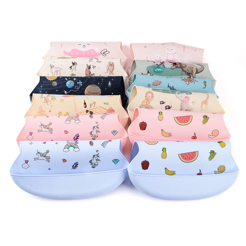 Bavoir Babi en Silicone imperméable, bavoirs banane dégoulinant de salive, dessin animé, alimentatio