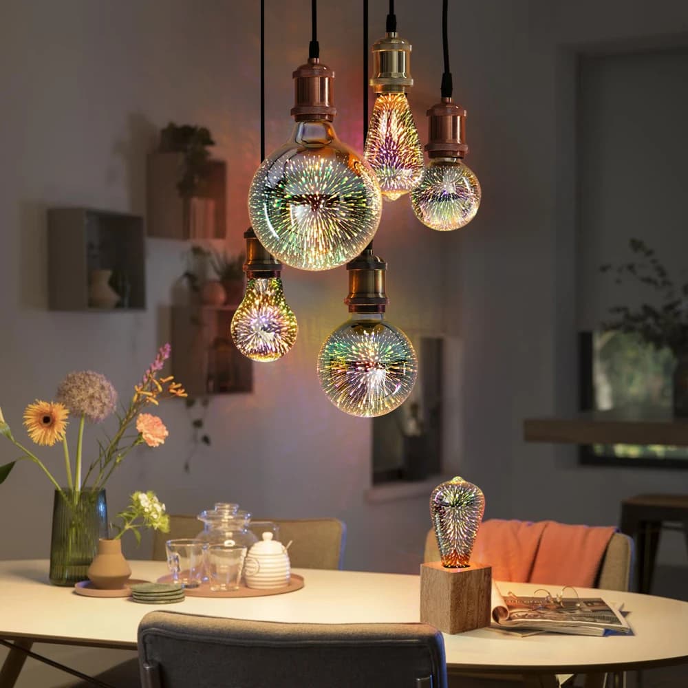 Décoration 3D LED Edison ampoule E27 6W 110V 220V Vintage étoile feux d'artifice lampe vacances veil
