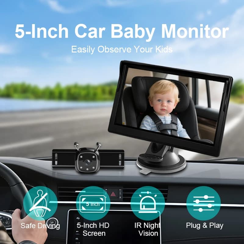Moniteur pour bébé de voiture, caméra de Vision nocturne pour siège arrière avec écran d'affichage d