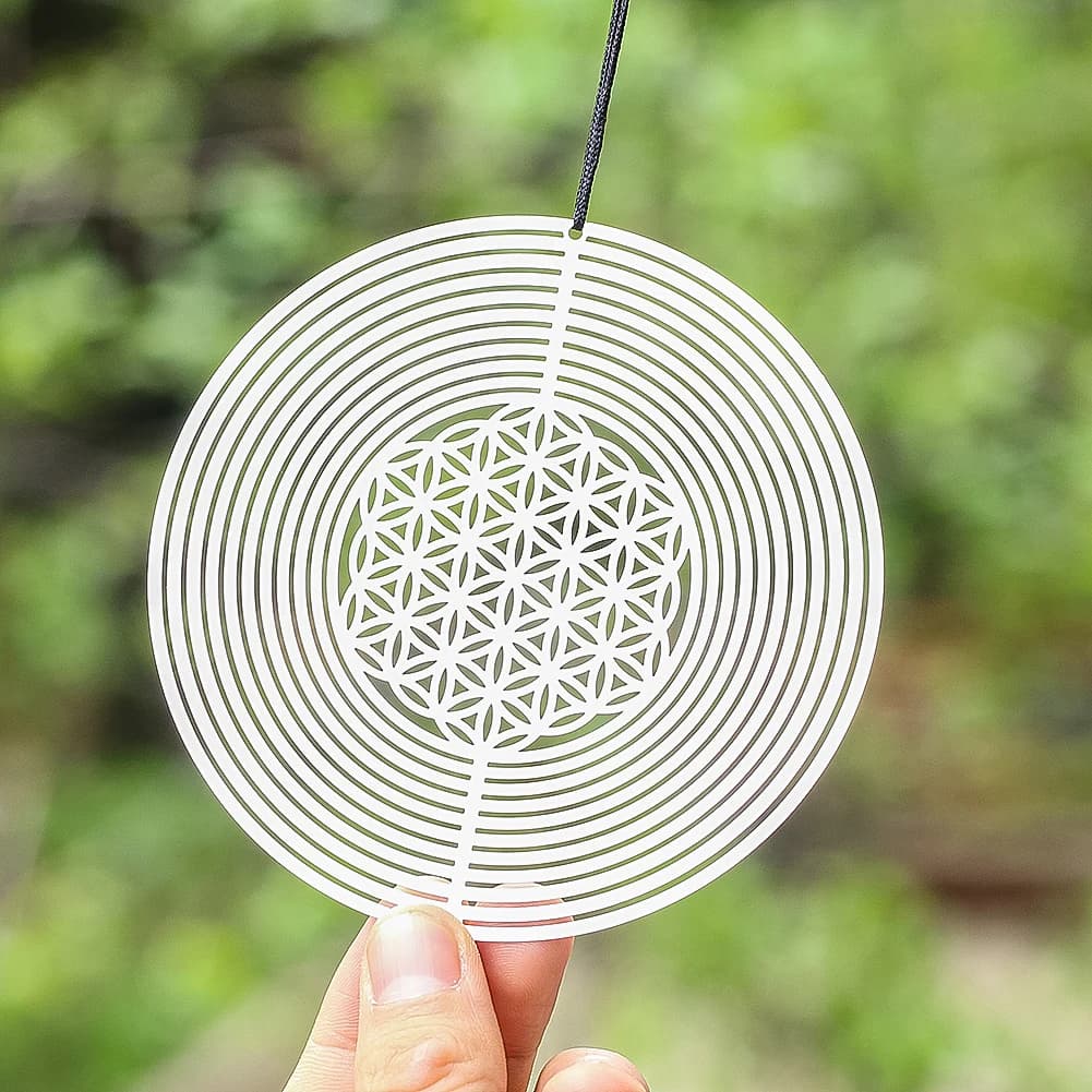 Mandala 3D Wind Spinner, Fleur de vie, Pièces tendance, Miroir, Attrape-réflexion, Yoga, Méditation,