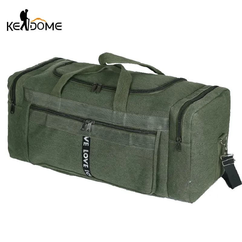 Grand sac polochon de voyage en toile imperméable pour hommes, sacs de rangement de bagages à bandou