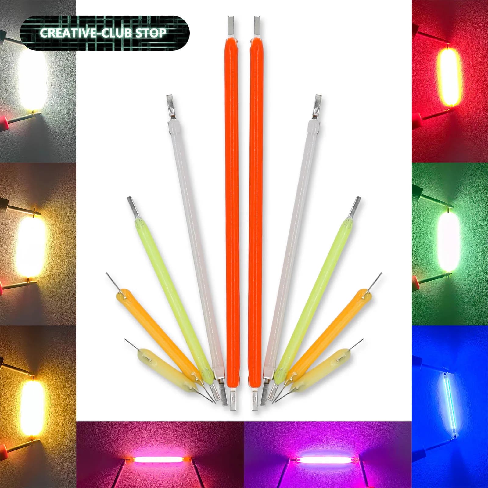 Filament LED COB 18.8mm 29mm 38mm 54mm 68mm, 10 pièces, pièces d'ampoule Edison DC 3V 12V 57V, Diode
