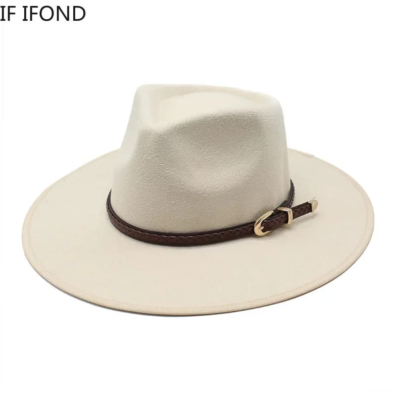 Chapeau Fedora en laine pour hommes et femmes, Simple, à large bord, Vintage, en feutre, Jazz, nouve