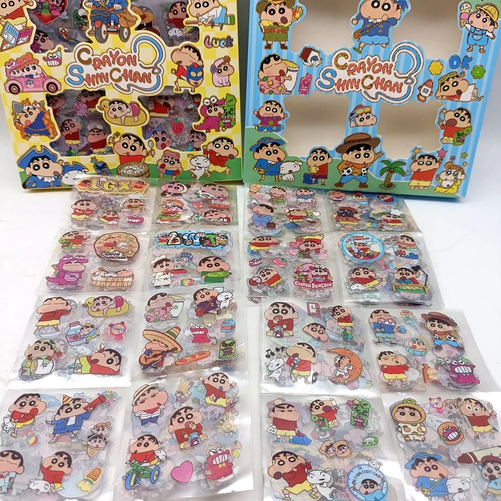 100 pièces Crayon shin-chan Anime jouets autocollants Transparent Applique ordinateur Skateboard bri