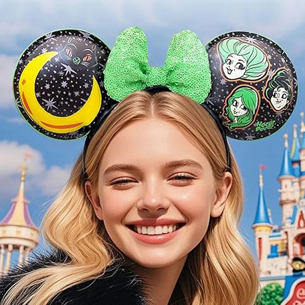 Serre-tête Mickey Mouse avec oreilles en PU et nœud, accessoire de cheveux pour Noël, Halloween, fêt