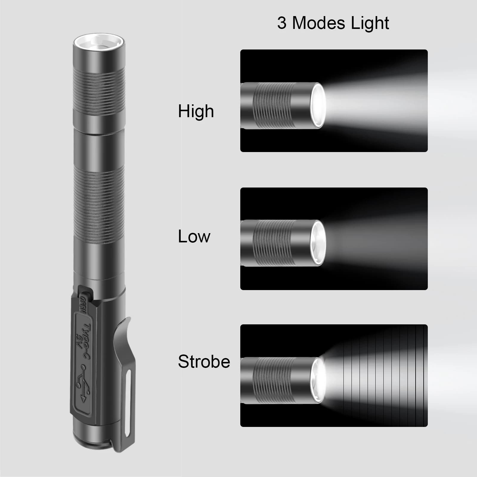 Mini lampes de poche rechargeables USB, lampe médicale de poche à Clip, étanche, Zoomable, torche LE