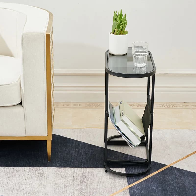 Petites Tables d'Appoint promenales en Verre, Petit Espace de Salon avec Magazines, Espace de Rangem