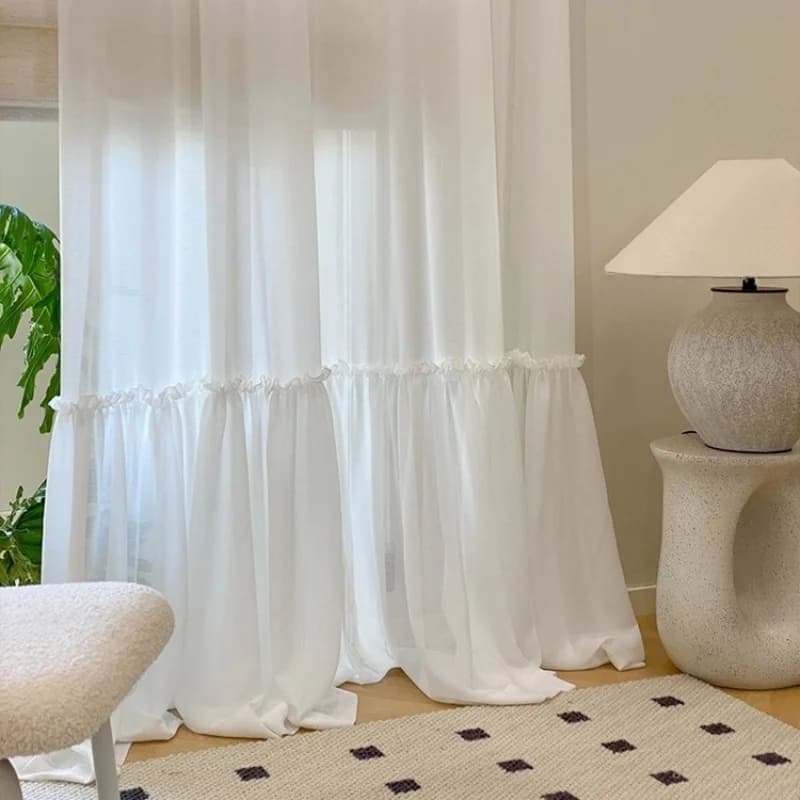 Rideaux transparents blancs de conception spéciale de jupe française pour les chambres de princesse,