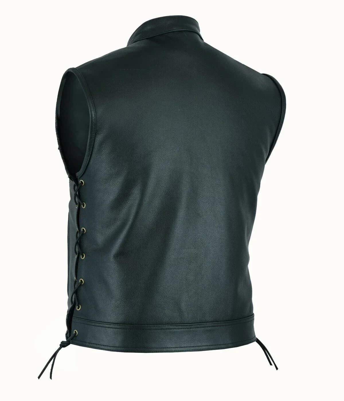 Gilet en cuir Punk mode manteau décontracté moto gilet hommes solide gilet flotte