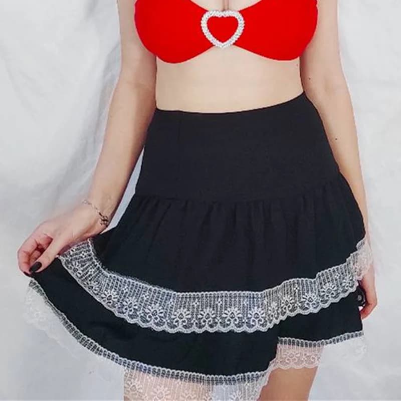 FISalle de bain-Mini jupe trapèze à carreaux taille haute, R Kawaii E-girl, Y2K, Vintage, Harajuku M