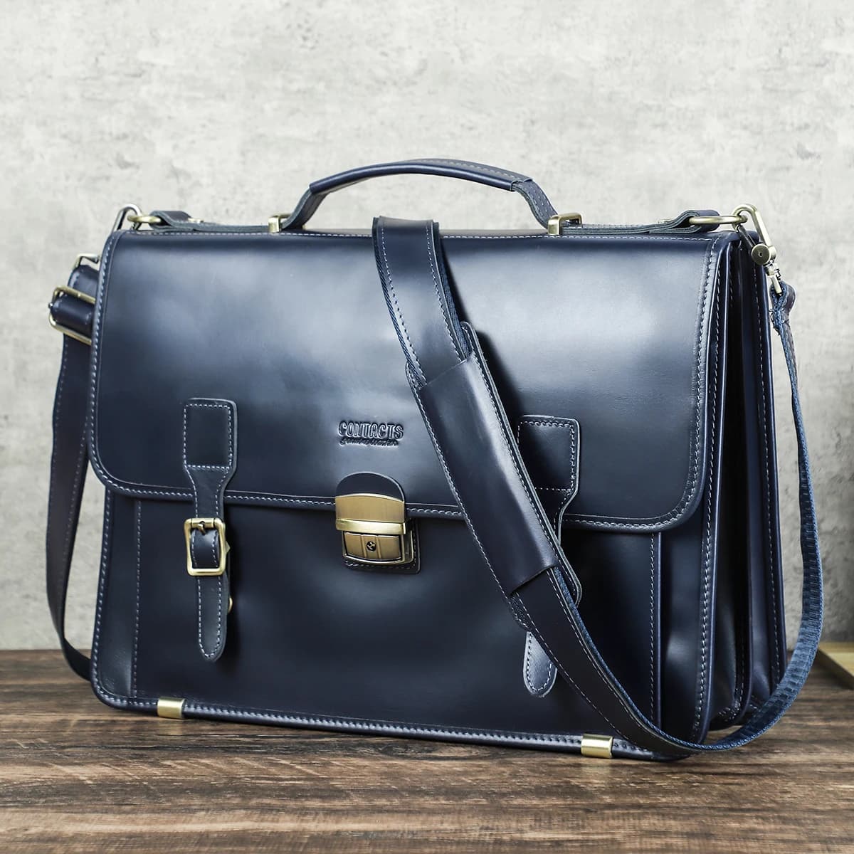 CONTACT'S sacs d'affaires en cuir véritable pour hommes porte-documents de haute qualité sac de bure