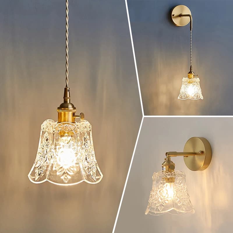 3 Styles nordique fleur verre pendentif lumières chambre Restaurant salle à manger suspension Vintag