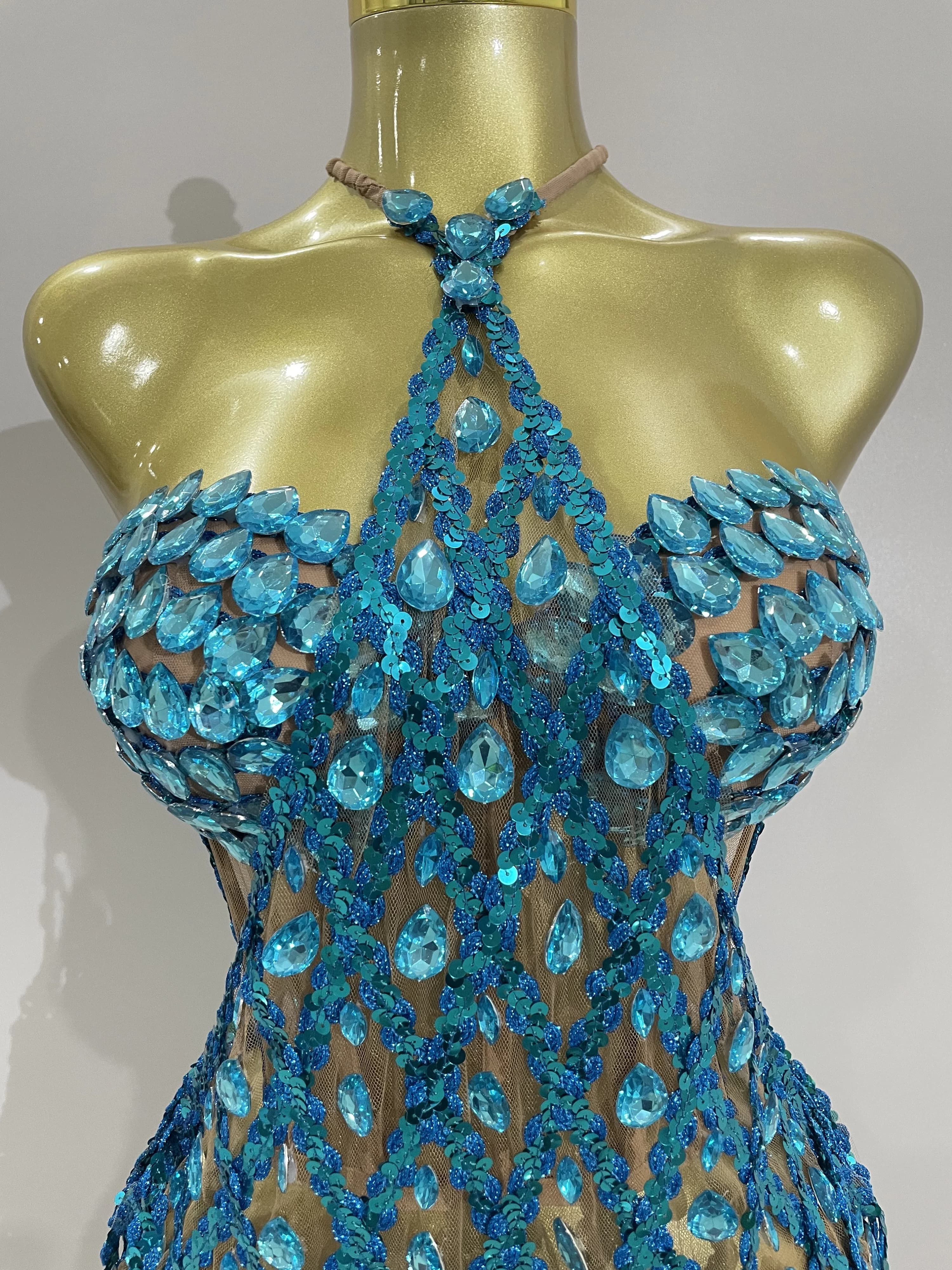 Ensemble deux pièces Transparent en maille de diamant pour femmes, Sexy, paillettes scintillantes, r