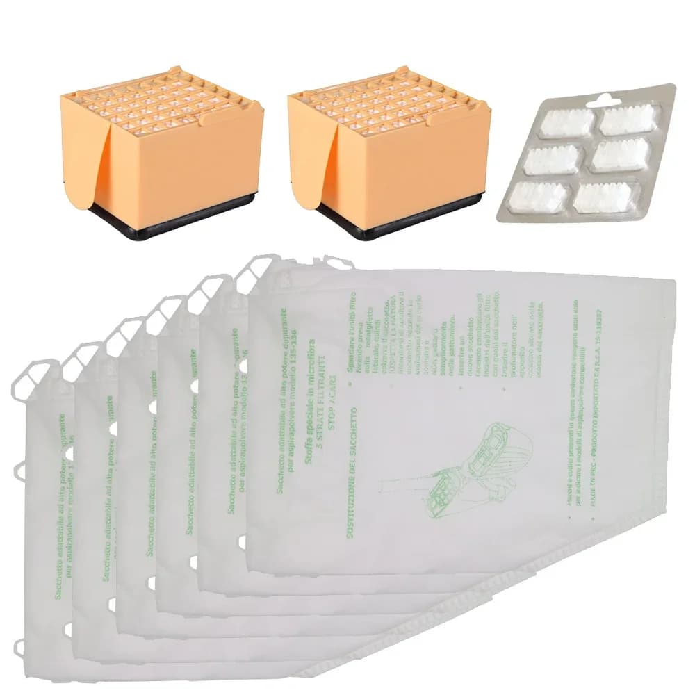 Sacs à poussière + bloc de parfum + filtre HEPA pour aspirateur Vorwerk Kobold VK135 VK136 FP135 FP1