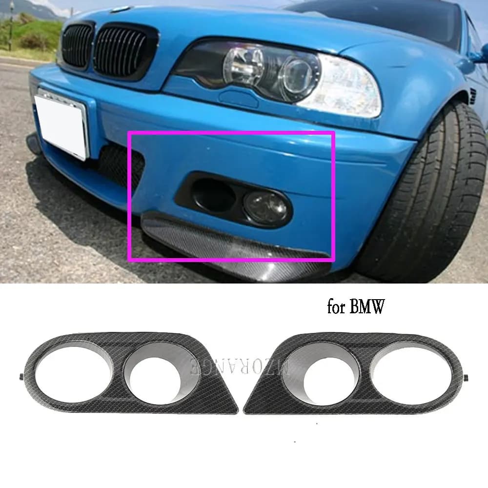 Couvercle de phare antibrouillard en Fiber de carbone pour BMW E46 M3 2001 – 2006, cadre de grille n