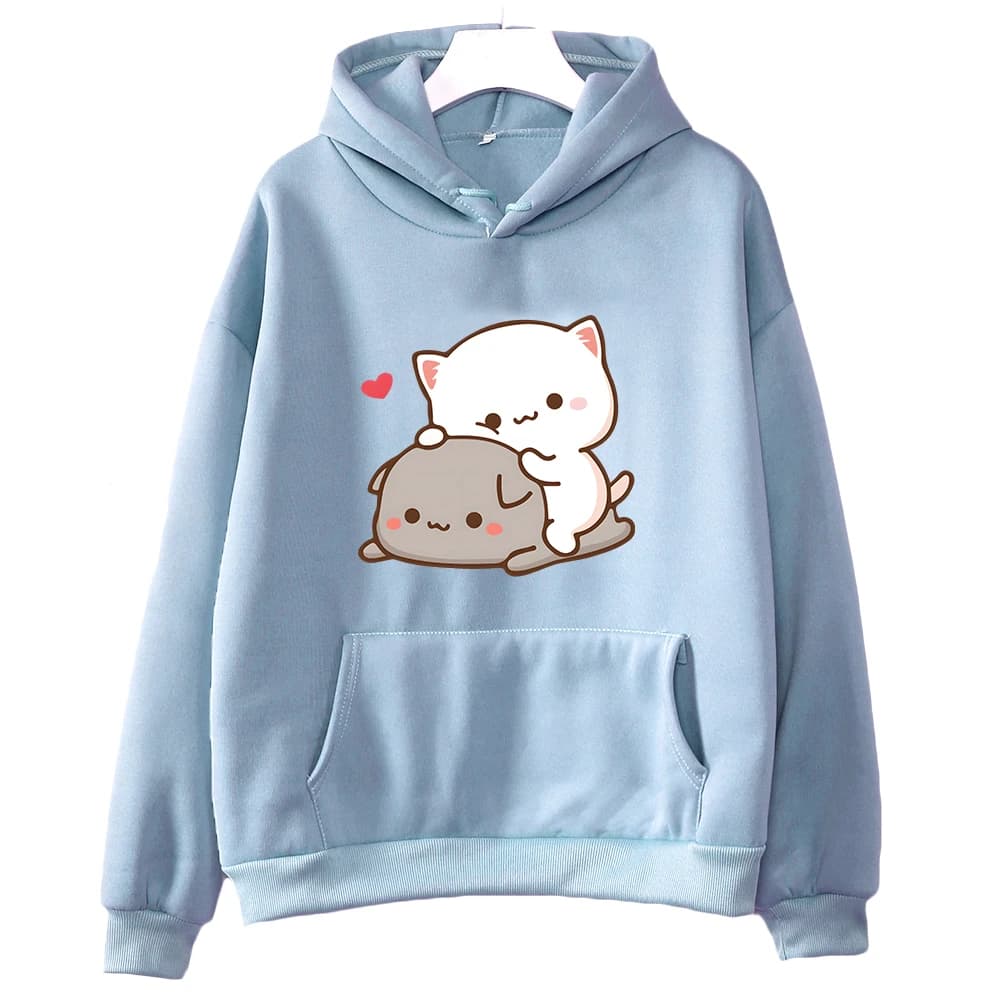 Mochi pêche et Goma mignon chat sweat à capuche pour filles mode Kawaii dessin animé pulls femmes/ho