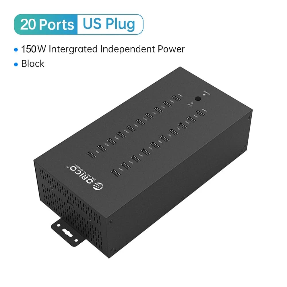 ORICO-airies USB 30 20 ports, répartiteur de qualité industrielle avec alimentation individuelle 150