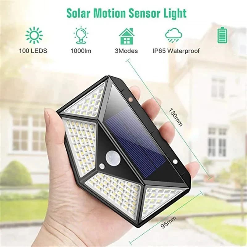 Lampe solaire LED multifonctionnelle avec détecteur de mouvement, lumière du soleil étanche, décorat