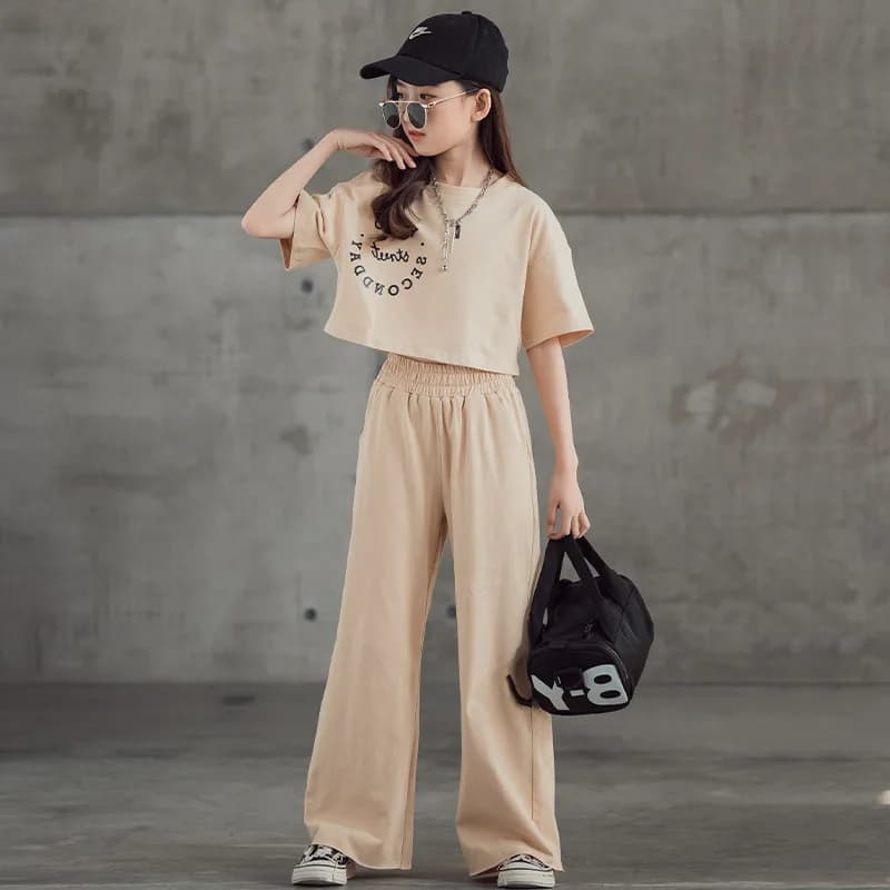 Ensemble de vêtements pour adolescentes de printemps et d'été, t-shirt et pantalon courts pour enfan