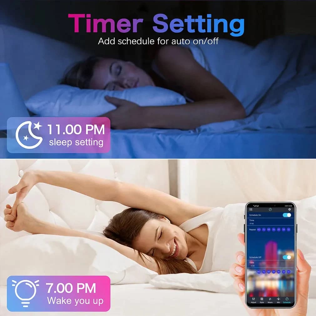 Bande lumineuse LED RVB avec télécommande et contrôle d'application, lumière de pièce, lampe proxy, 