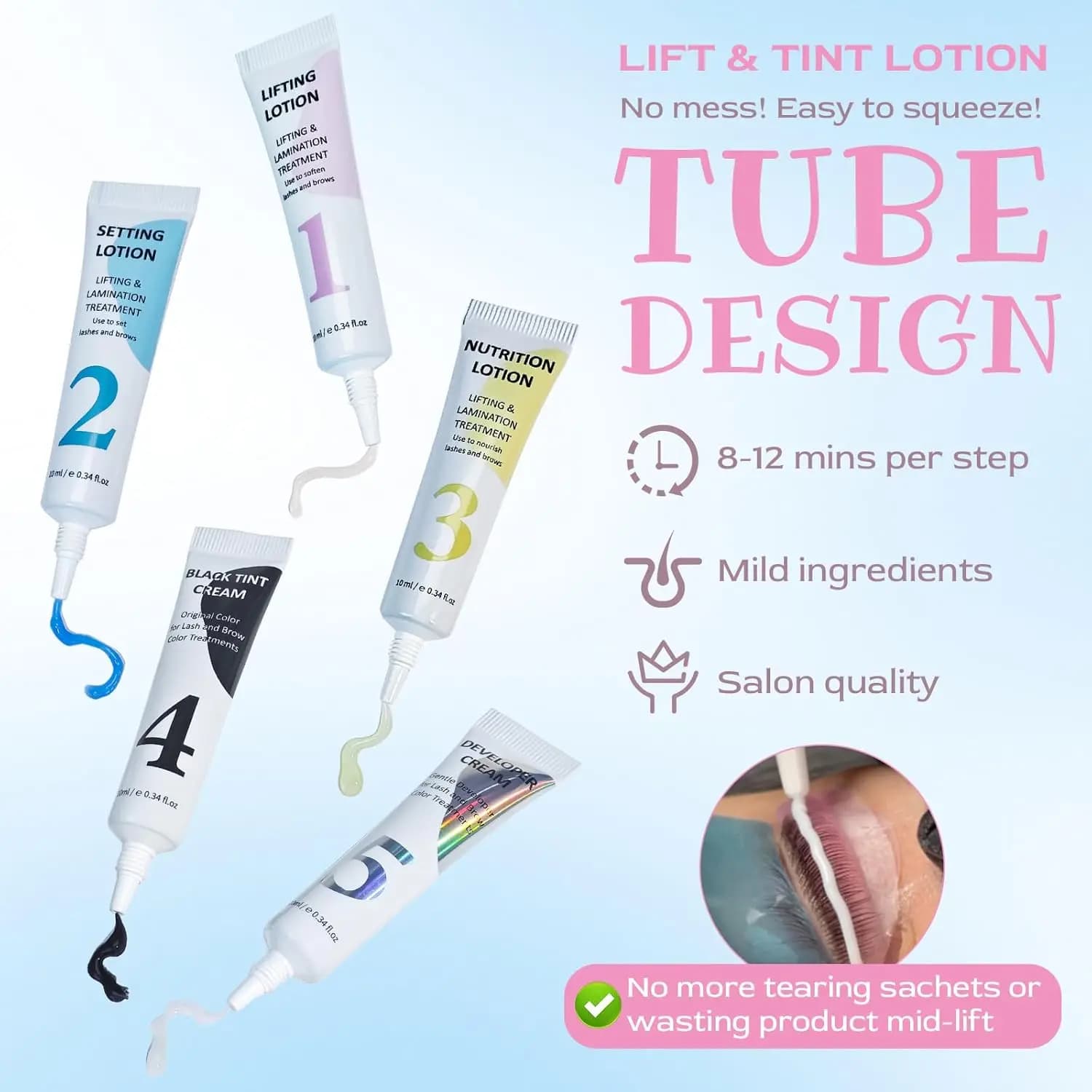 Kit Lomansa Lash Lift et Coloration Noir Intense pour Cils – Tenue Forte 4 Semaines, Courbure Nature