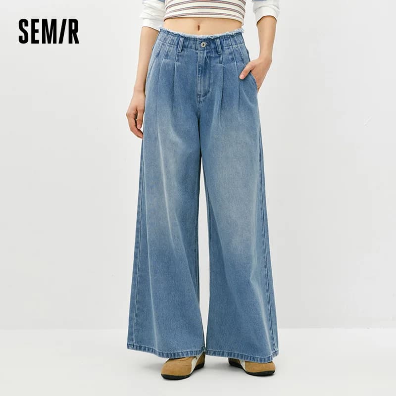 Semir – jean élégant pour femmes, ourlet brut, taille haute, jambes larges, longueur au sol, pantalo