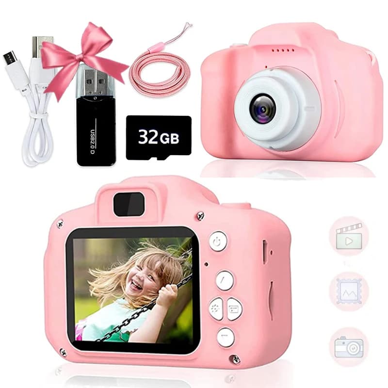 Caméra vidéo numérique pour enfants, Super mignonne, HD 1080P, 2.0 pouces, avec étuis en Silicone, j