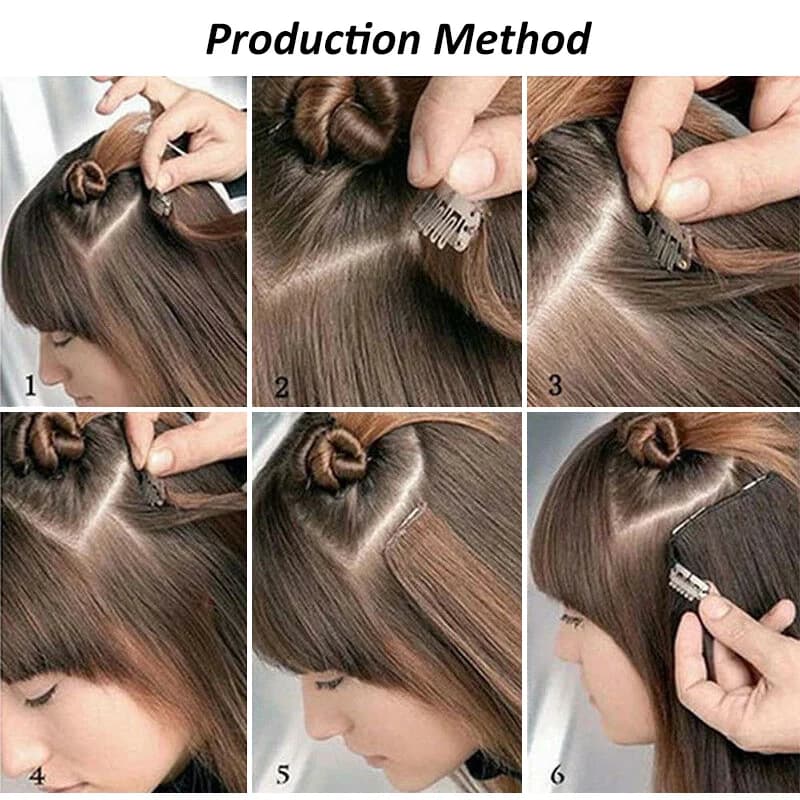 WIGSIN 24 pouces synthétique 7 pièces/ensemble Extension de cheveux longs raides 16Clips coiffure no