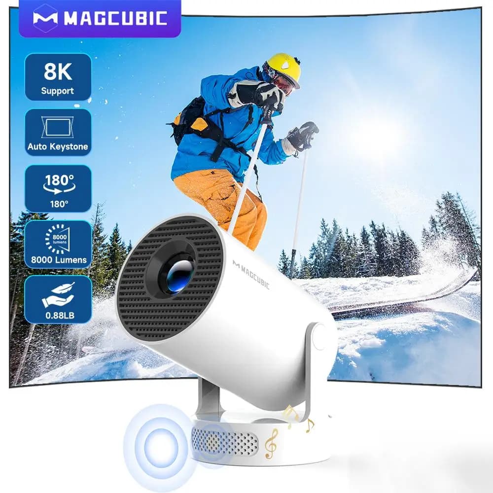 Projecteur magnétique HY300 PRO + 8K Android 14 double Wifi6 Allwinner H726 BT5.4 1080P 1280*720P pr