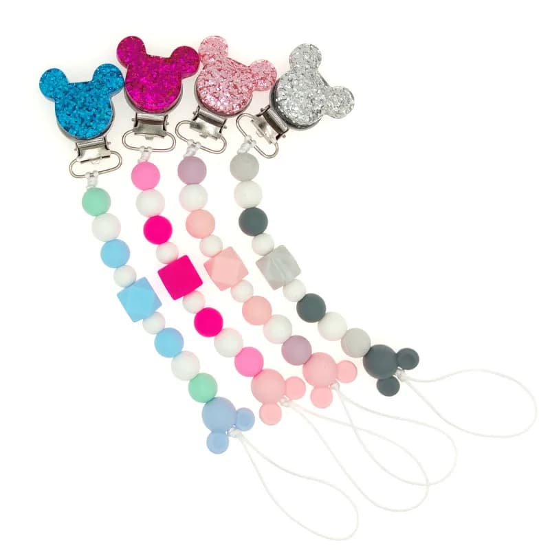 Clips de sucette pour bébé, chaîne en perles de Silicone, jouets de dentition, porte-factice, chaîne