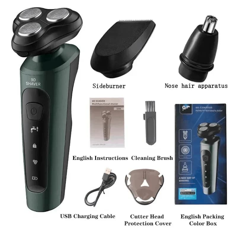 Rasoirs électriques étanches pour hommes, tondeuse électrique, support de rasoir, utilisation à sec,