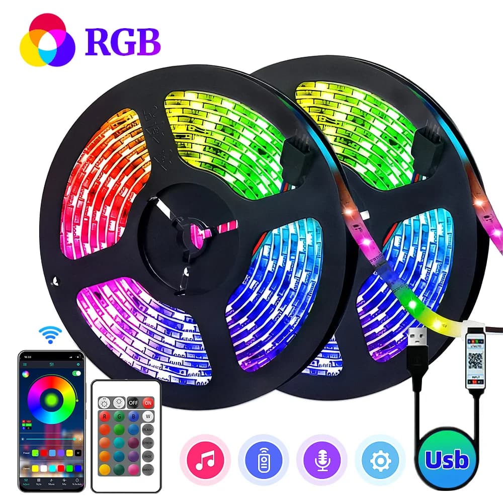 Bande lumineuse LED RVB, 1m-30m, 16 millions de couleurs, 3535 V, 5V, éclairage de bande, division i